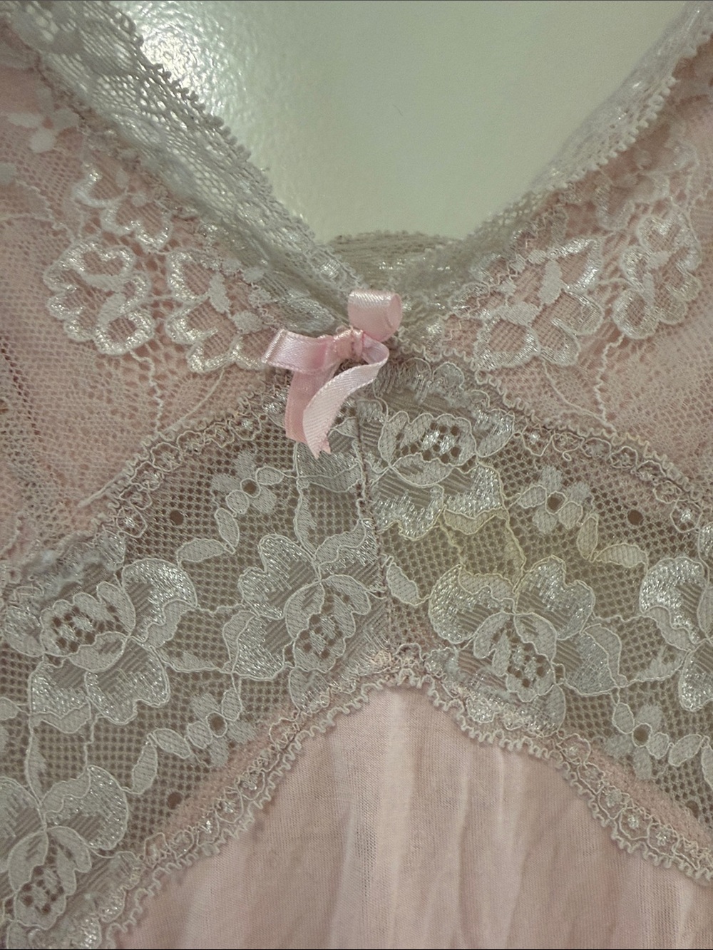 Women's Pink with Grey Lace Trim Nightgown Slip - Picture 2 of 5